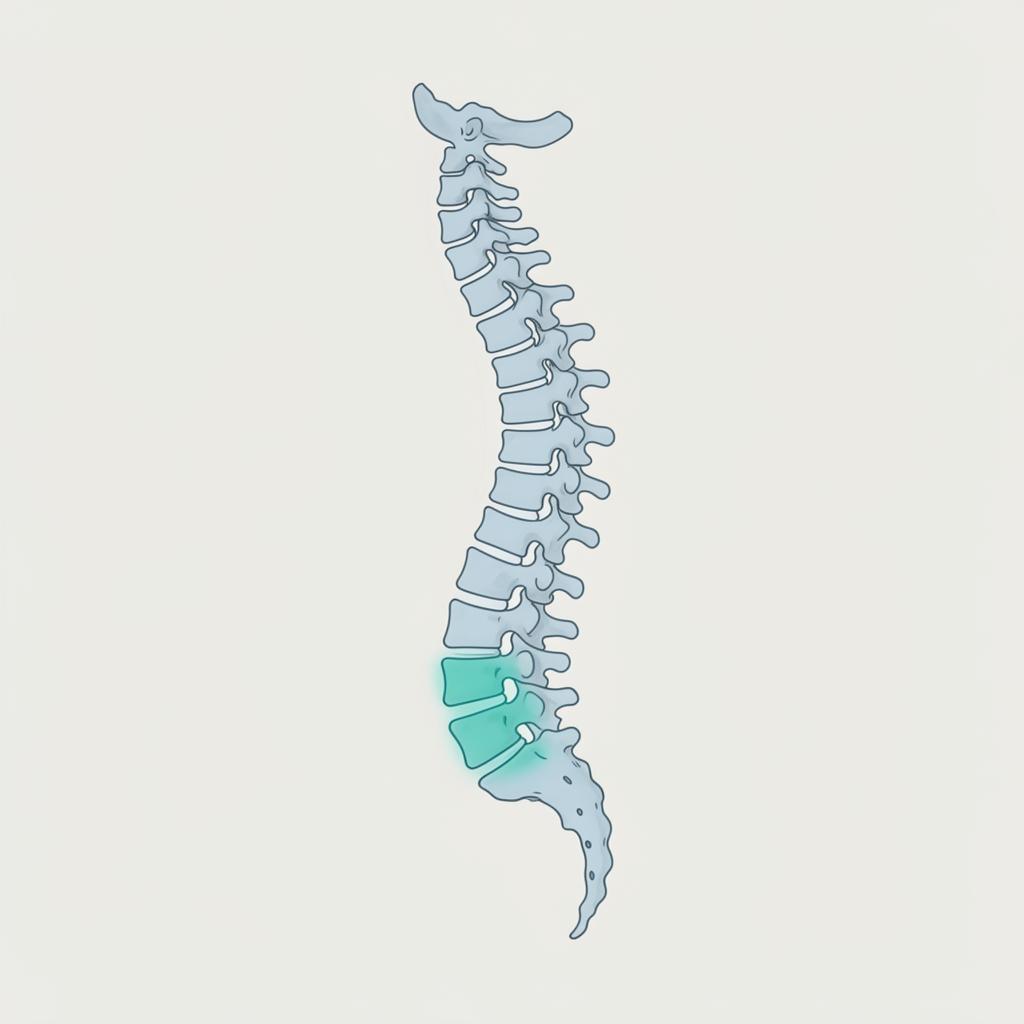 Illustration of the human spine highlighting the lumbar vertebrae